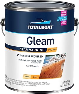 TotalBoat Gleam Marine Spar Varnish, Gloss and Satin Polyurethane Finish for Wood, Boats and Outdoor Furniture (Gloss, Gallon)