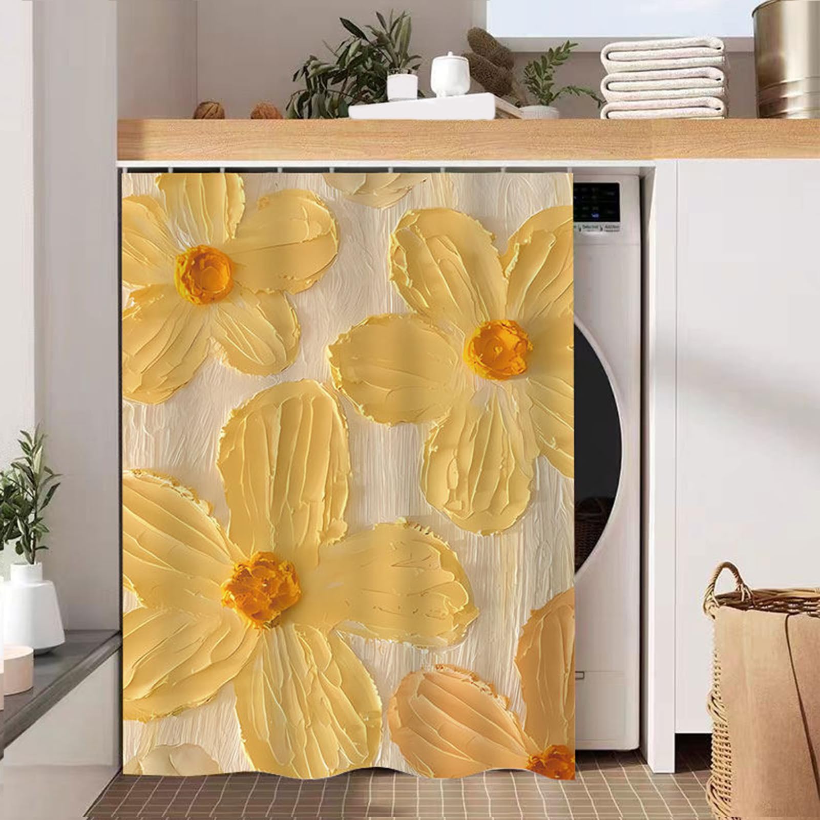 Rideaux pour placard de cuisine et étagères fleuris sans trou
