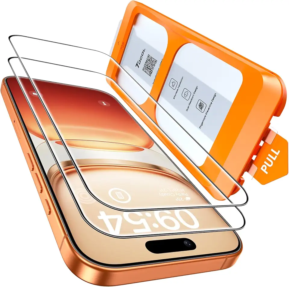 TOCOL for iPhone 17/iPhone 17 Pro Screen Protector 6.3 inch 9H Hardness Shatterproof HD Tempered Glass for Full Coverage Easy Installation, Case Friendly, 2 Pack Global Recycled Standard