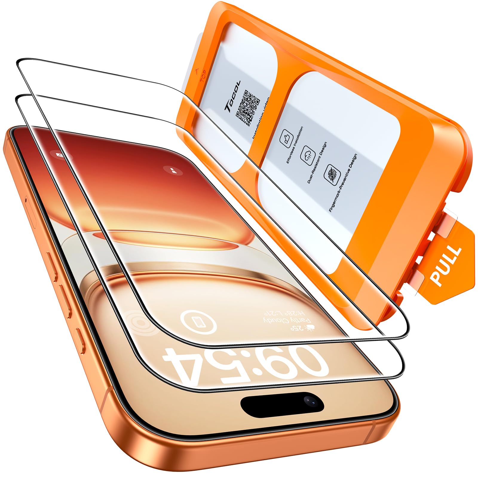 TOCOL for iPhone 17/iPhone 17 Pro/iPhone 16 Pro Screen Protector 6.3 inch 9H Hardness Shatterproof HD Tempered Glass for Full Coverage Easy Installation, Case Friendly, 2 Pack