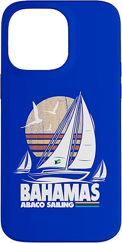 Funda para iPhone 14 Pro Max Abaco Sloop Sailing Bahamas Regatta Sailboat Bahamian Flag Case
