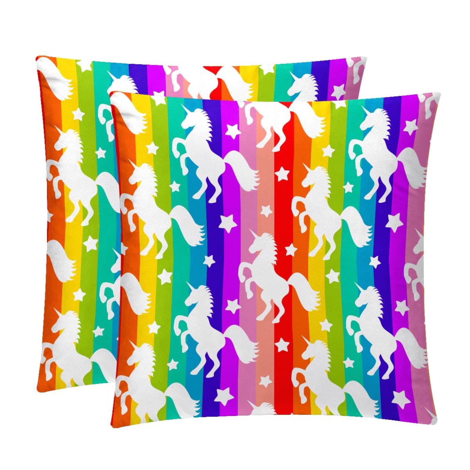 TDGKPZ Unicorn Rainbow Throw Pillow Covers 2 Pack Cushion Cases Decorative Pillow Cases Home Decor 50x50cm