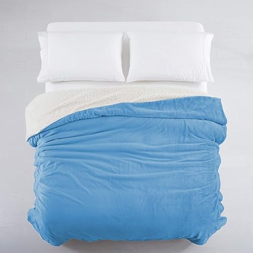 Vista 21 de IR Imperial Rooms Mantas Sherpa tamaño Queen – Mantas gruesas y cálidas para invierno, reversible, suave y esponjosa, tamaño Queen para cama, Morado