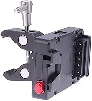 Vista 4 de Mini V-Lock V-Mount Adaptador de placa de fuente de alimentación de batería de montaje en V Tamaño de bolsillo con D-tap y Super Clamp para montaje