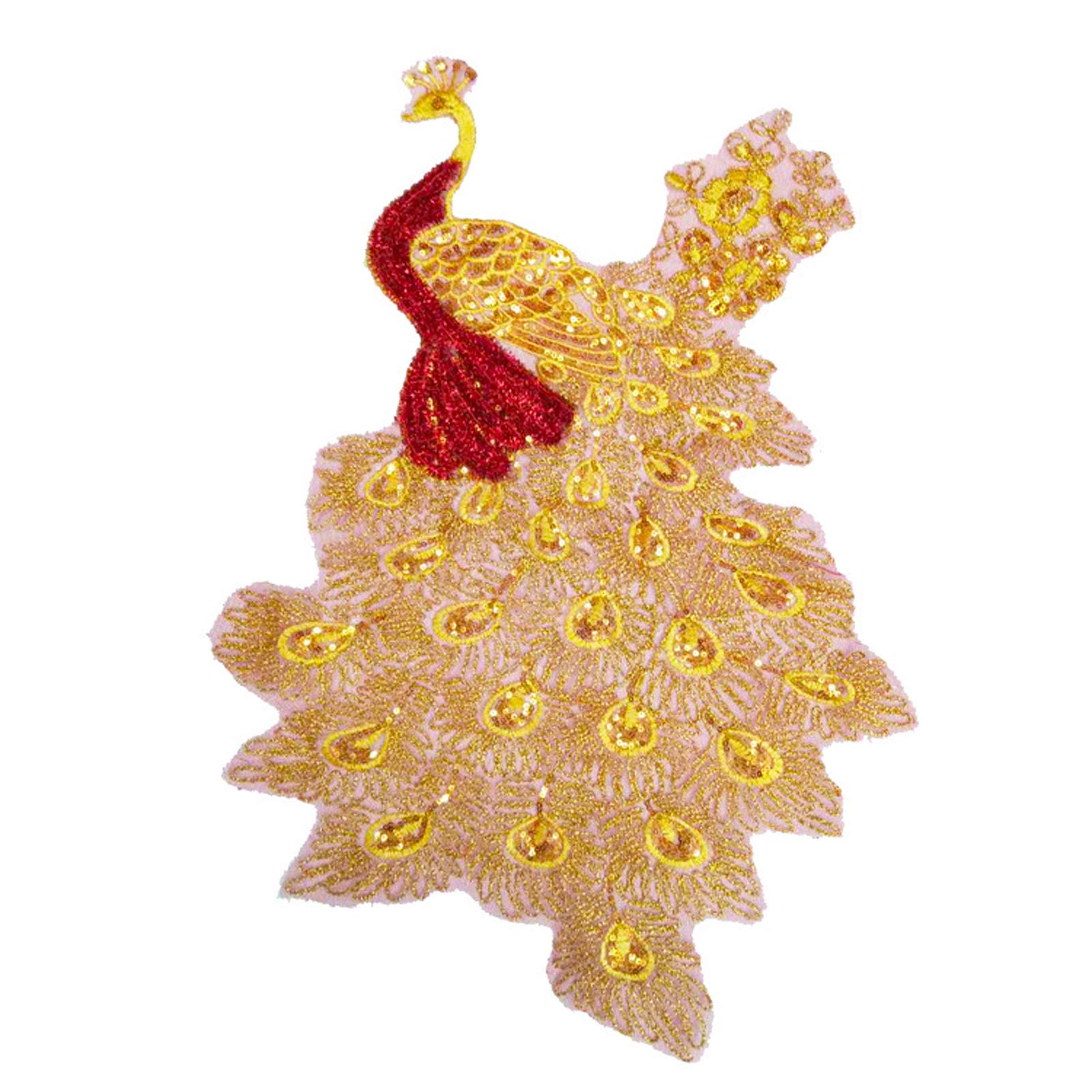 Parches de encaje de pavo real con lentejuelas bordadas para vestidos y ropa diy