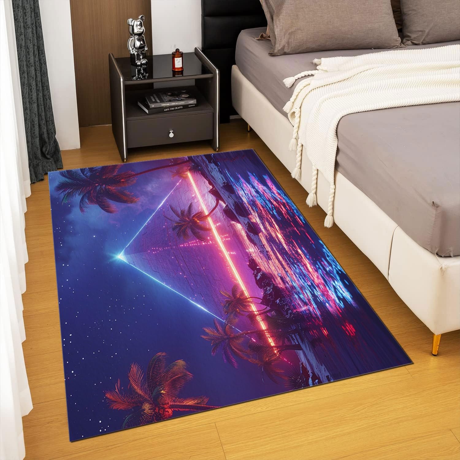 Tappeto Camera da Letto 140 x 200 cm Piramide di costruzione del gioco Tappeto Salotto Antiscivolo per Soggiorno Camera da Letto Cameretta, Moderno Tappeto Lavabile in Lavatrice