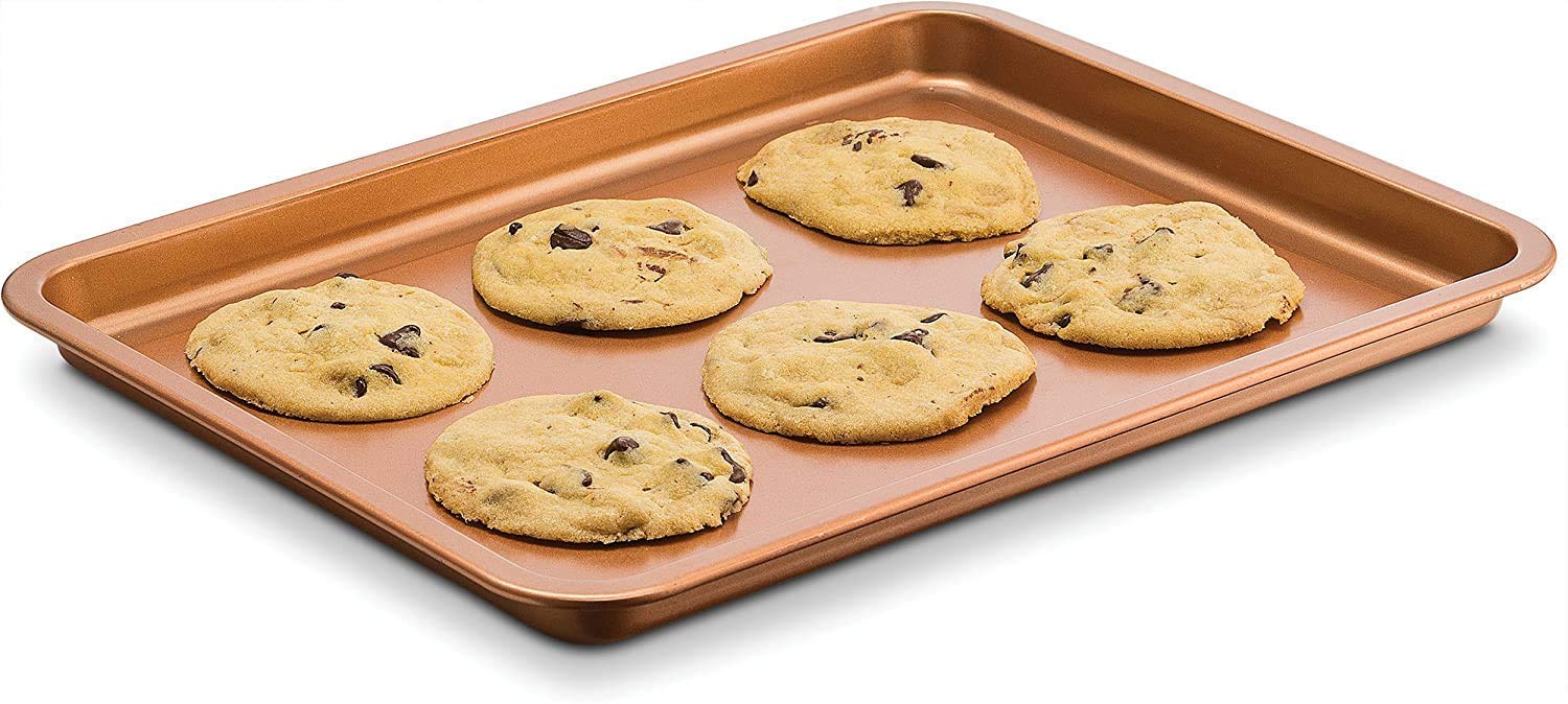 Sohansh Rectangle Copper Crisper Basket & Tray Set | Non-Stick Air Fry Oven Baking Tray for Crisping, Frying & Roasting Without Oil | Mesh Fry Basket for Healthy Cooking 3