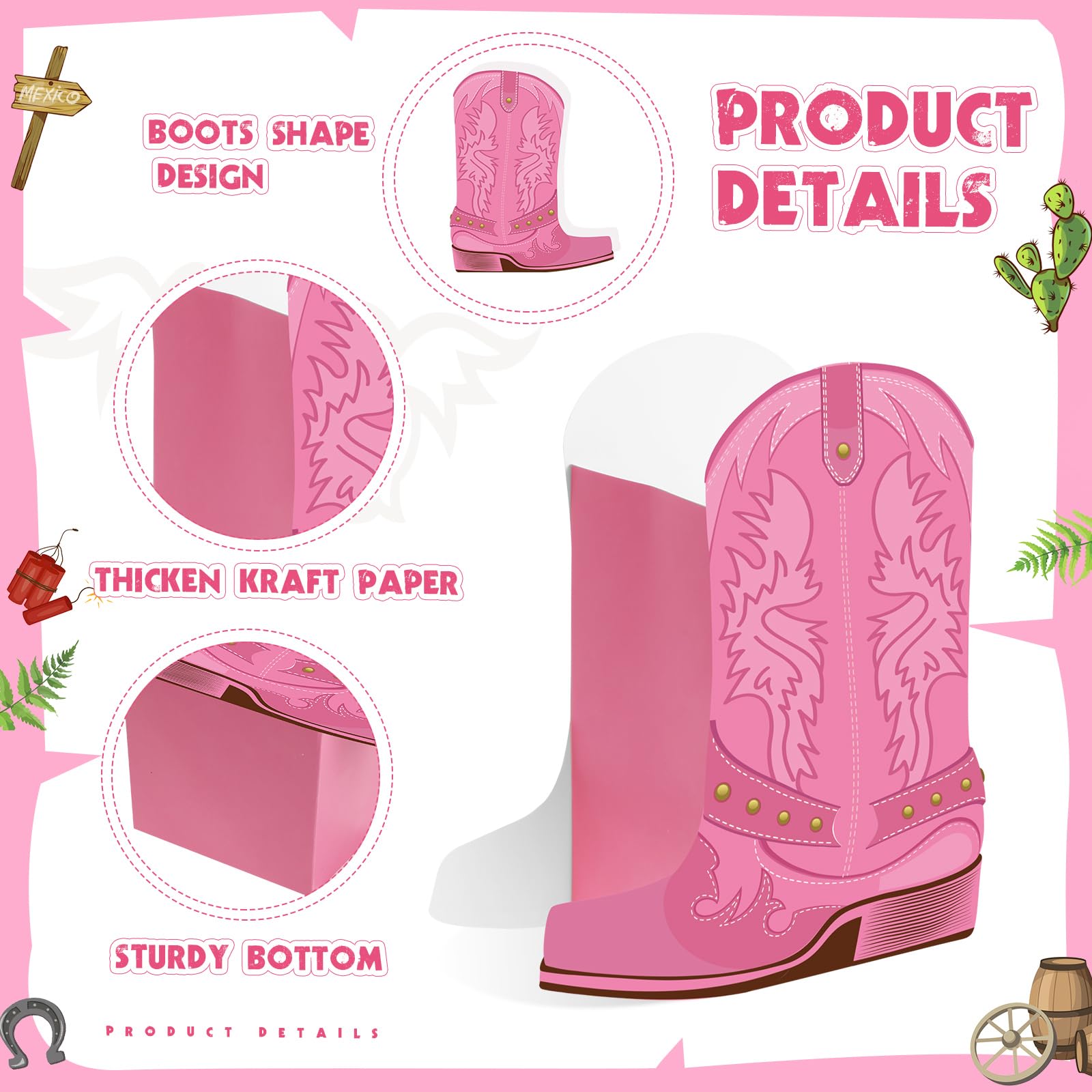 Snapklik.com : 16 Set Pink Western Cowgirl Boots Flower Boxes Centerpiece  Boot Shape Gift Boxes Party Decoration Vase Centerpieces For Tables Boots  Rodeo Birthday Party Baby Shower Wedding Supplies, image size:1600x1600