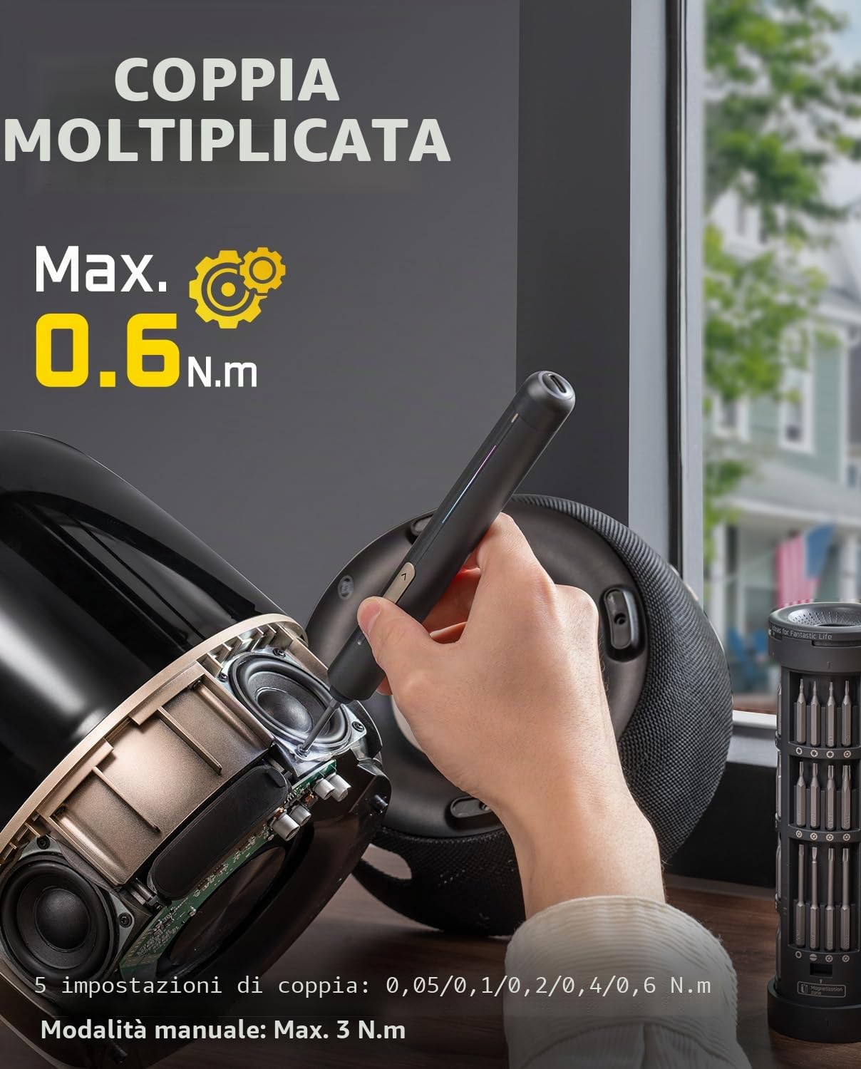 Fanttik E2 Ultra Mini Cacciaviti Elettrici 3,7 V | Set 50 in 1, Kit di Precisione Magnetici, Max 0,6 N.m, Esagonale da 5/32", Per iPhone, Laptop, Occhiali