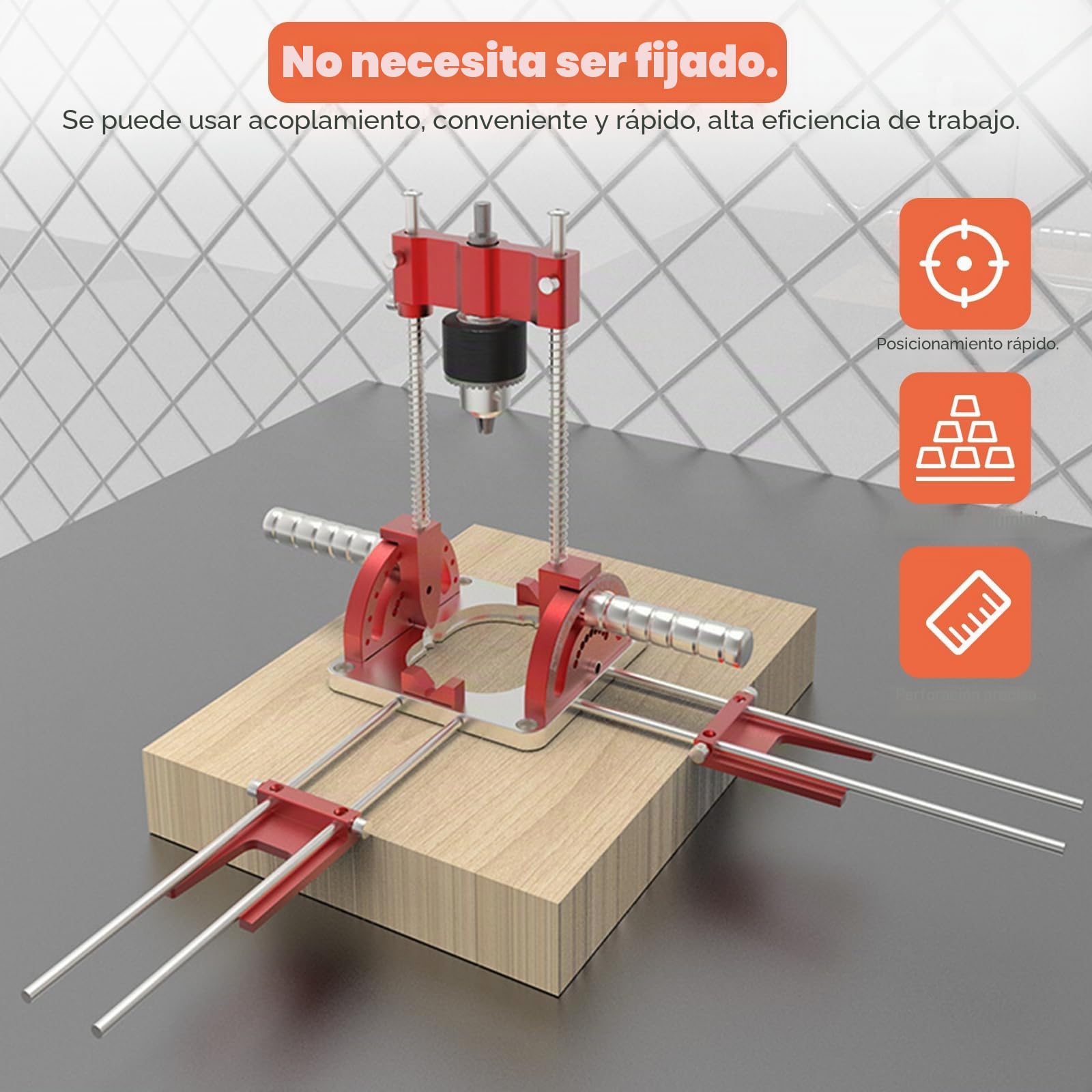 Guía de Taladro Multiángulo 0°-60°, Soporte para Taladro de Precisión con Base de Centrado, Soporte Taladro Vertical Portátil de Aleación de Aluminio para Carpintería y Bricolaje