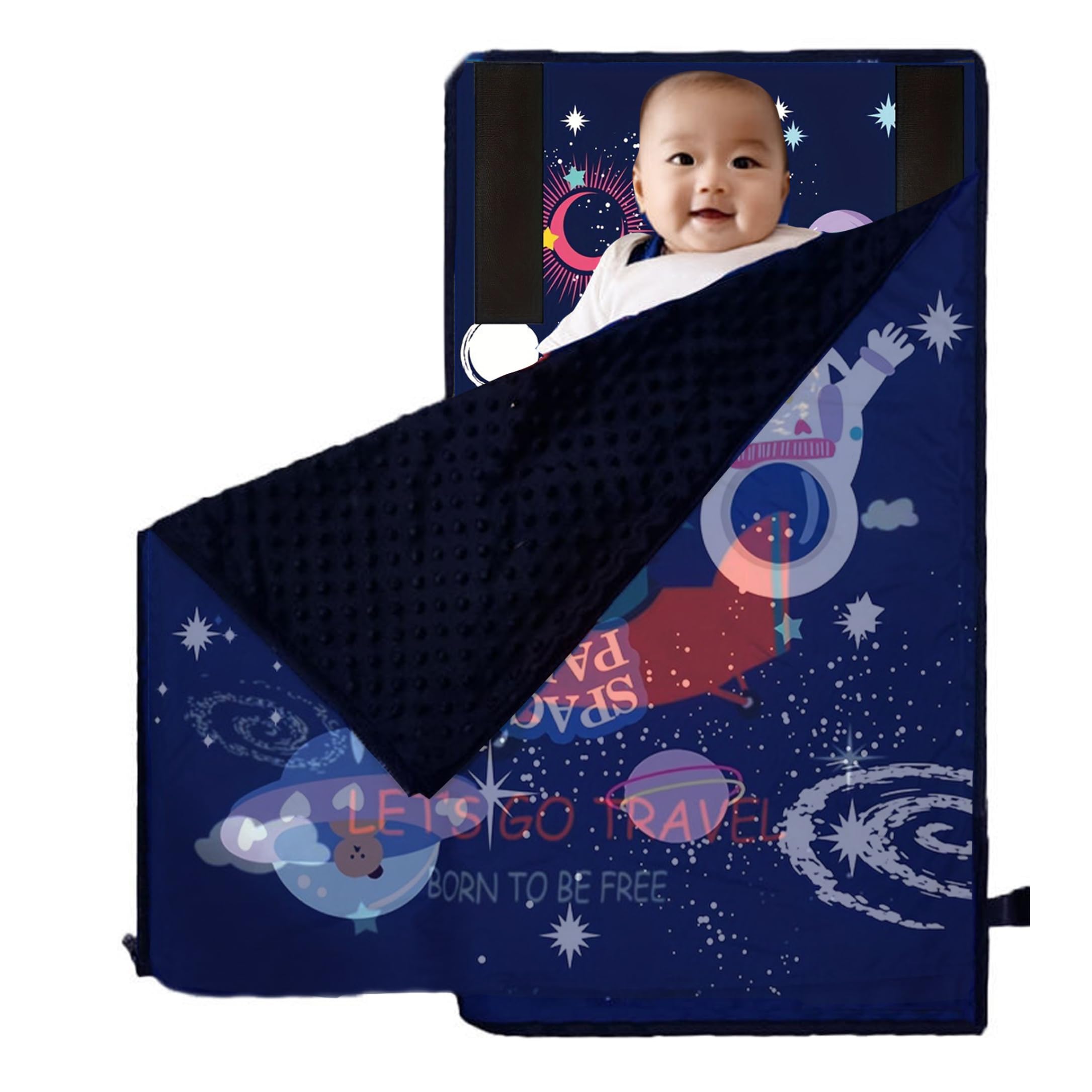 Lcarege Airplane Bed For Toddler, Toddler Airplane Seat Extender, Kids Bed With Blanket - Portable Comfort Sleep Solution (star Blue)