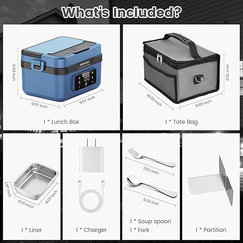 Miniatura 9 de Lonchera eléctrica para adultos  Fiambrera térmica inalámbrica para hombres y mujeres. Calentador de alimentos portátil para automóvil, oficina o