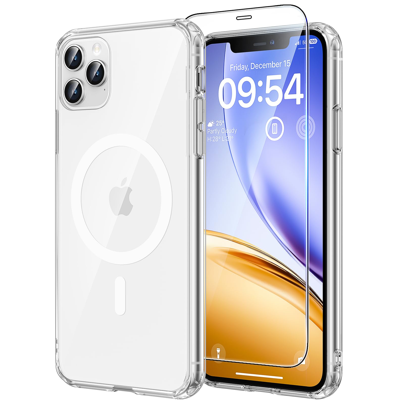 TAURI Funda para iPhone 13/iPhone 14, Compatible con MagSafe [No amarillea] con Vidrio Templado, Carcasa Nueva para iPhone 13/iPhone 14,Funda Ultra Fina antichoque - Transparente — view 202