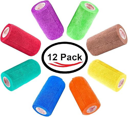 Miniatura 386 de Cinta adhesiva para veterinarios (negro) (paquete de 2) (4 pulgadas x 15 pies), autoadhesiva, adherente, cohesiva, flexible, autoadhesiva, rollo