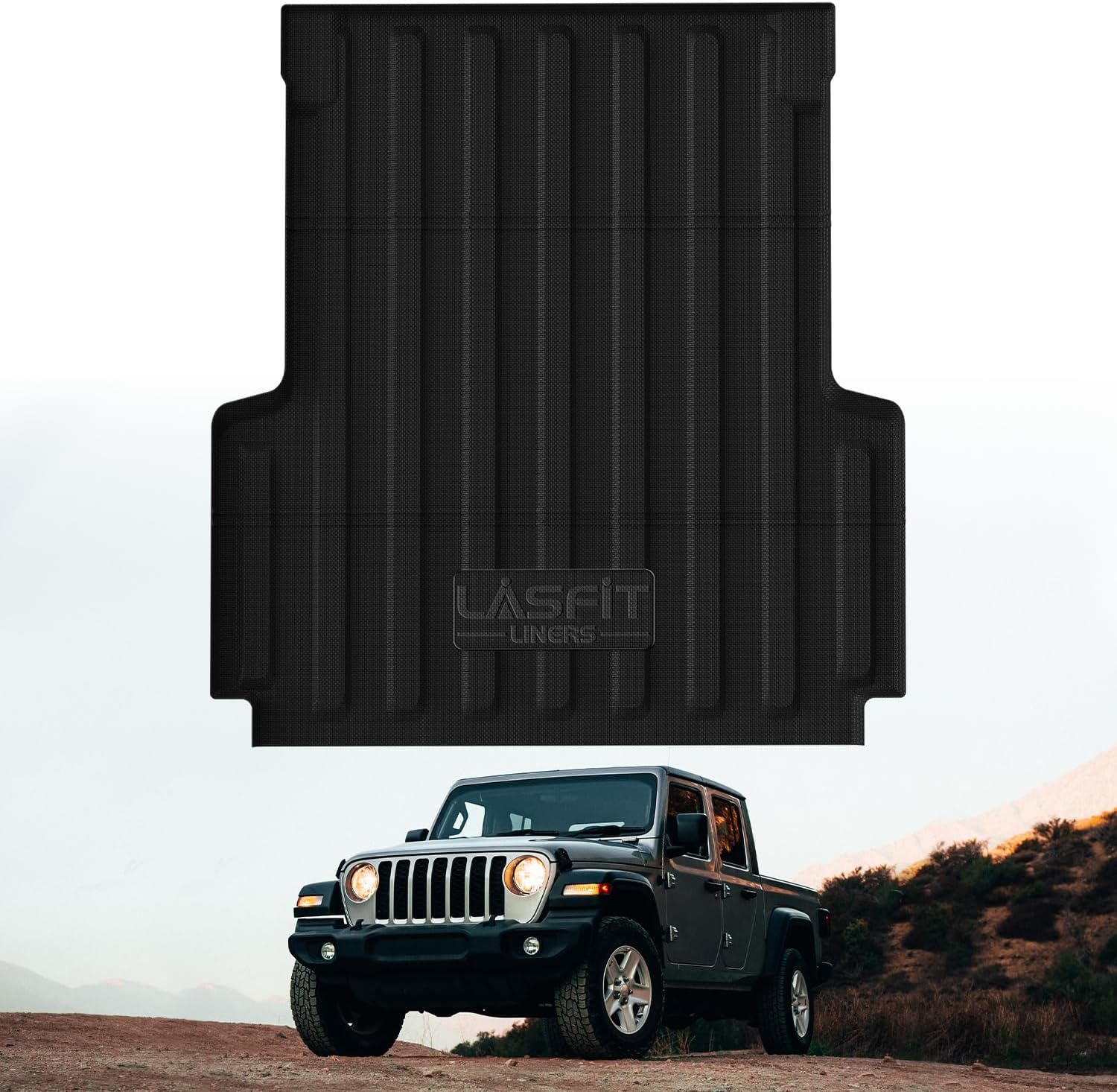 LASFIT 5FT Bed Mat for Jeep Gladiator JT 2025 2024 2023 2022 2021 2020 (60 inches), All Weather TPE Custom Fit Truck Bed Mat Truck Cargo Bed Liner, Black Gladiator 2020-2025 Bed Mat