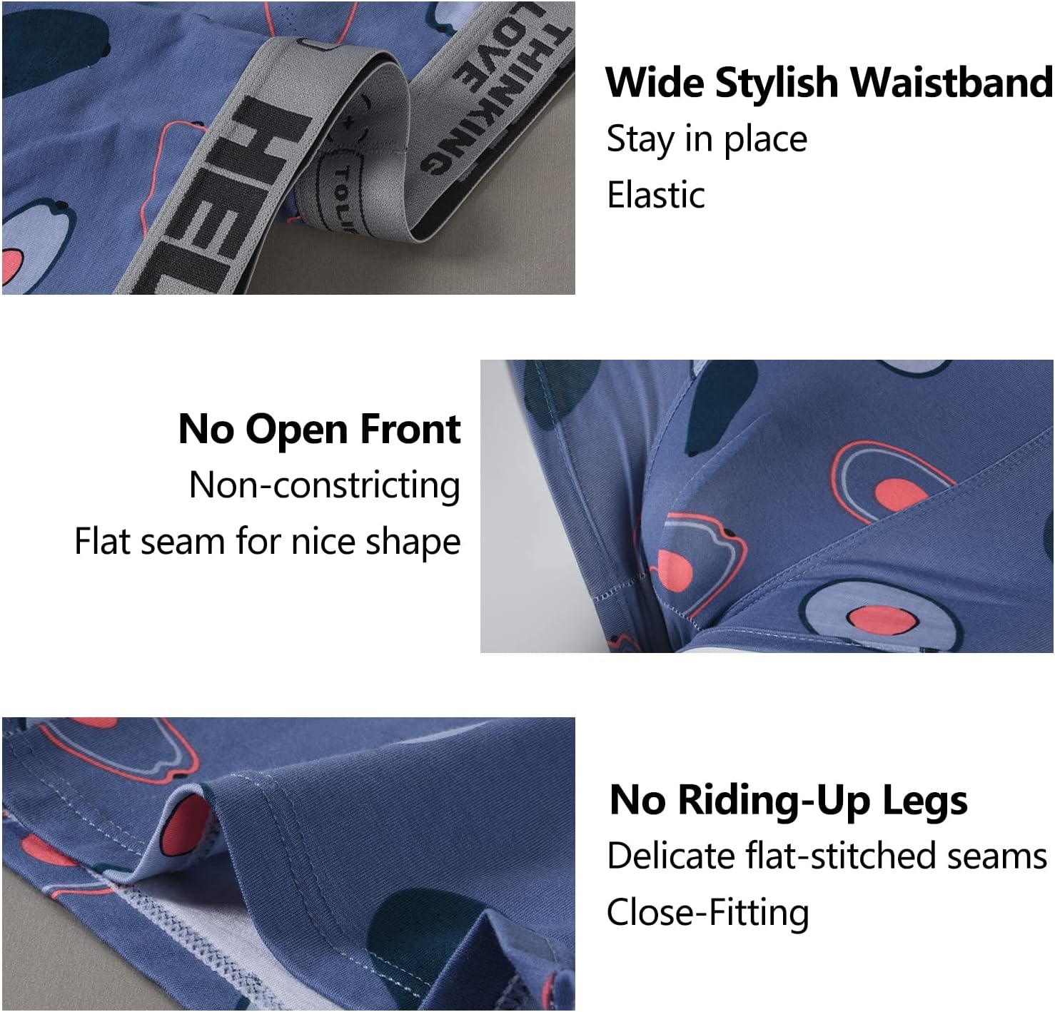 Underwear for Men Breathable Trunks Underwear Soft Cotton Boxer Briefs Multi-Pack - Image 3