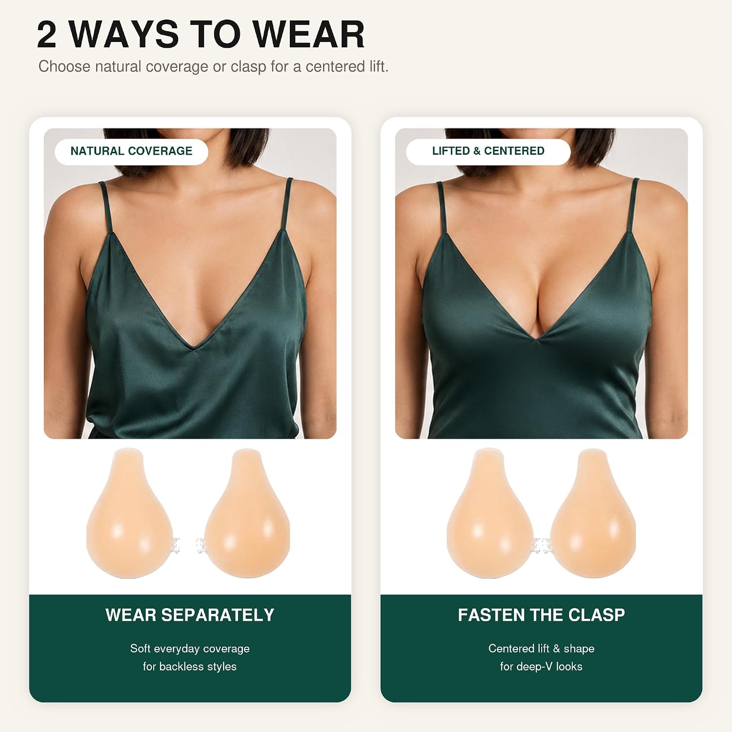 Adhesive Bra Push Up with Nipple Covers, Strapless Sticky Bra for Women, Reusable Invisible Bra for Backless Dress