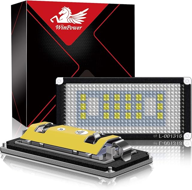 WinPower Error Free LED oświetlenie tablicy rejestracyjnej lampy montażowe 6000K zimna biała żarówka E46 (2 drzwi) 2004-2006, 1 para