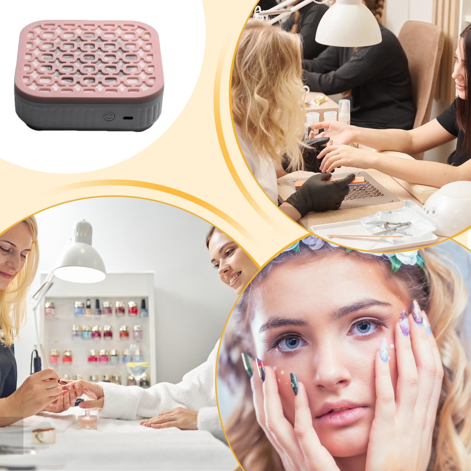 Aspirateur Ventilateur pour Ongles | Extracteur 5500 tr/min avec Filtre,2 Modes Puissant Rechargeable Pour Collecteur De Poussière D'Ongles Silencieux - Pour Débutants En Gel Vernis, Salon Et Nettoyag