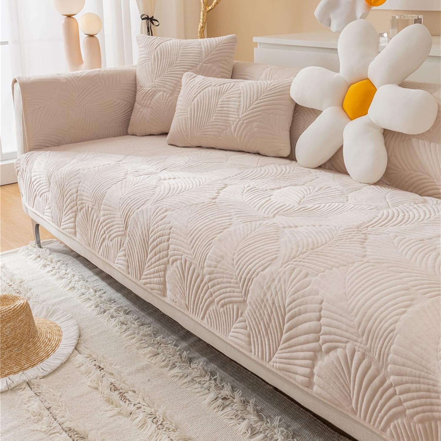Housse de canapé d'angle en velours E 90x180 cm pour modèle 1 à 4 places