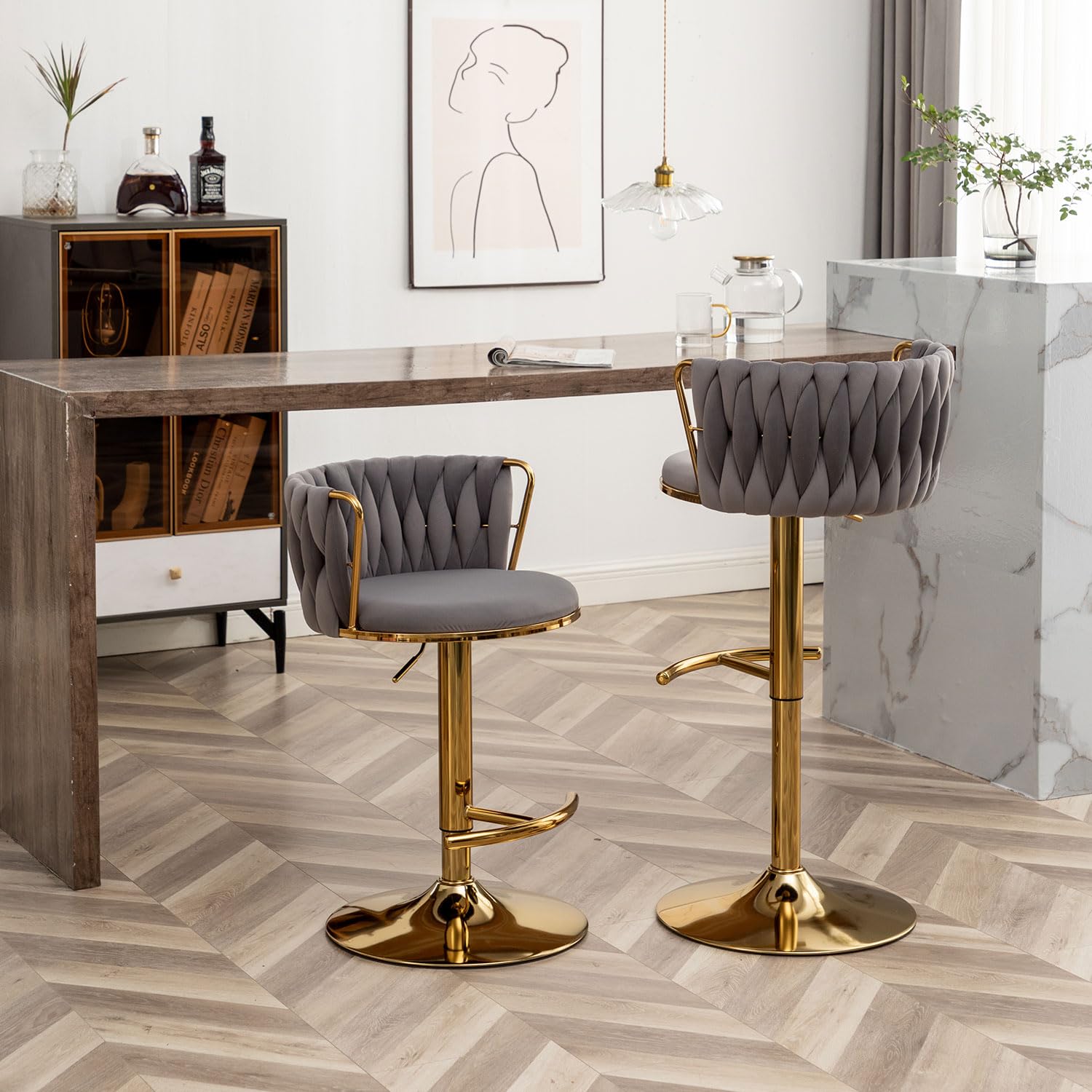 Piece Bar Stool Set Velvet Bar Stools Set Of 2, Counter Height