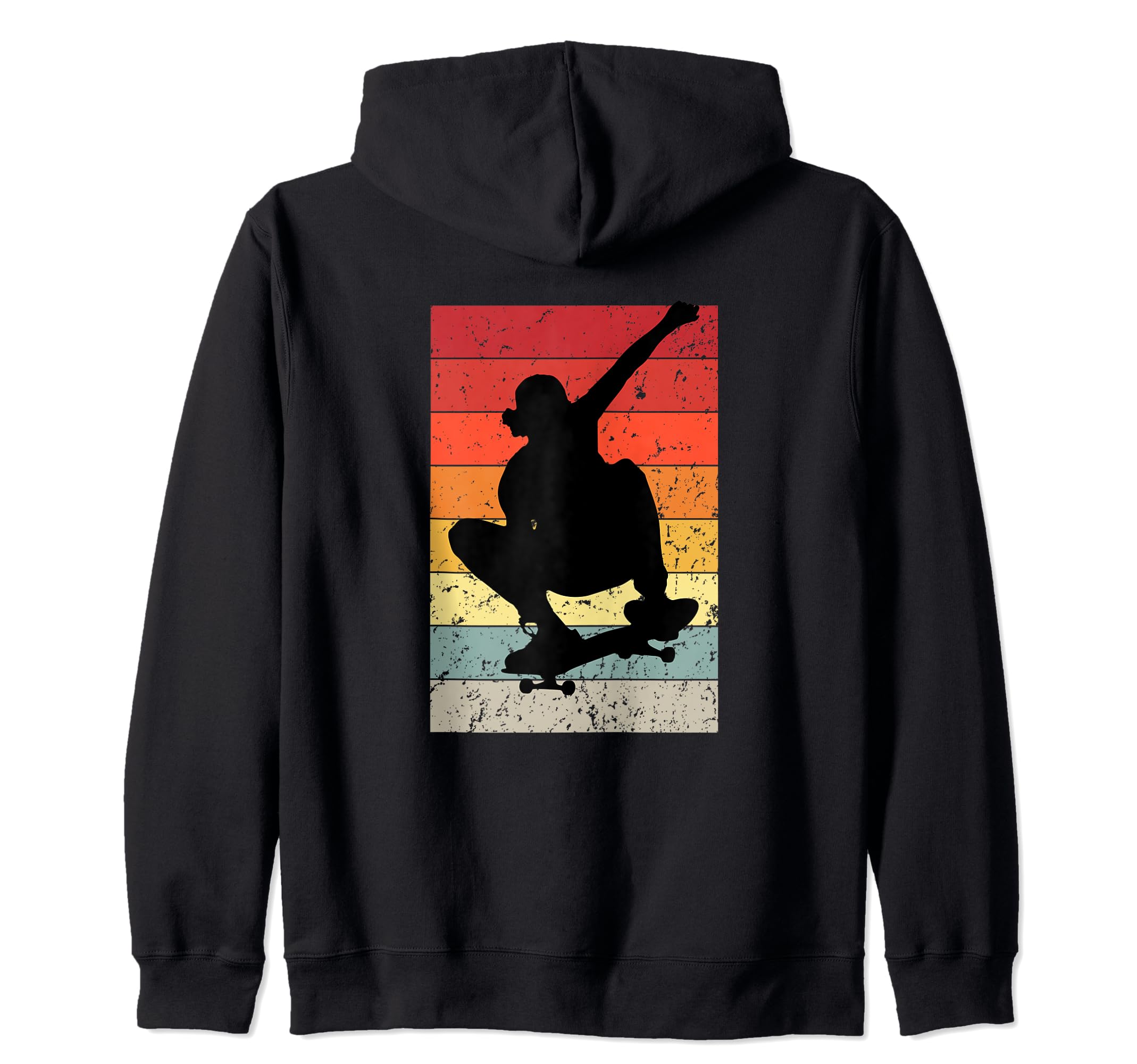 Shut Up & Skate Sunset Electric Longboard Pro Skateboarders Zip Hoodie, Black - Image 2
