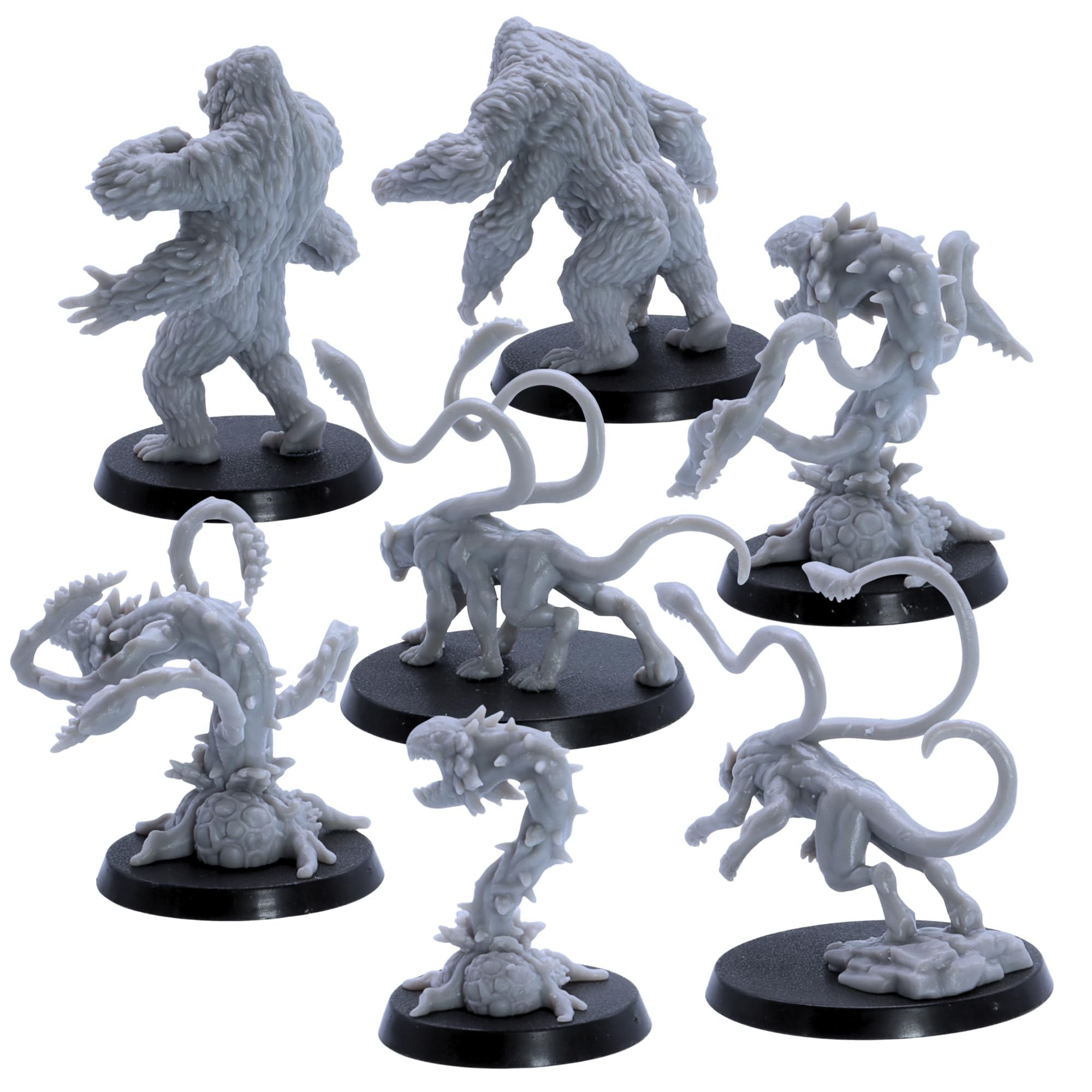 Jungle Monster Miniature Set - 11 Creature per DnD & Fantasy RPG | Phase Panthers, Girallons, Man-Man-Man-eating Plants, Sprouts | Figure in scala da 28 mm a 65 mm | Miniature epiche con licenza |
