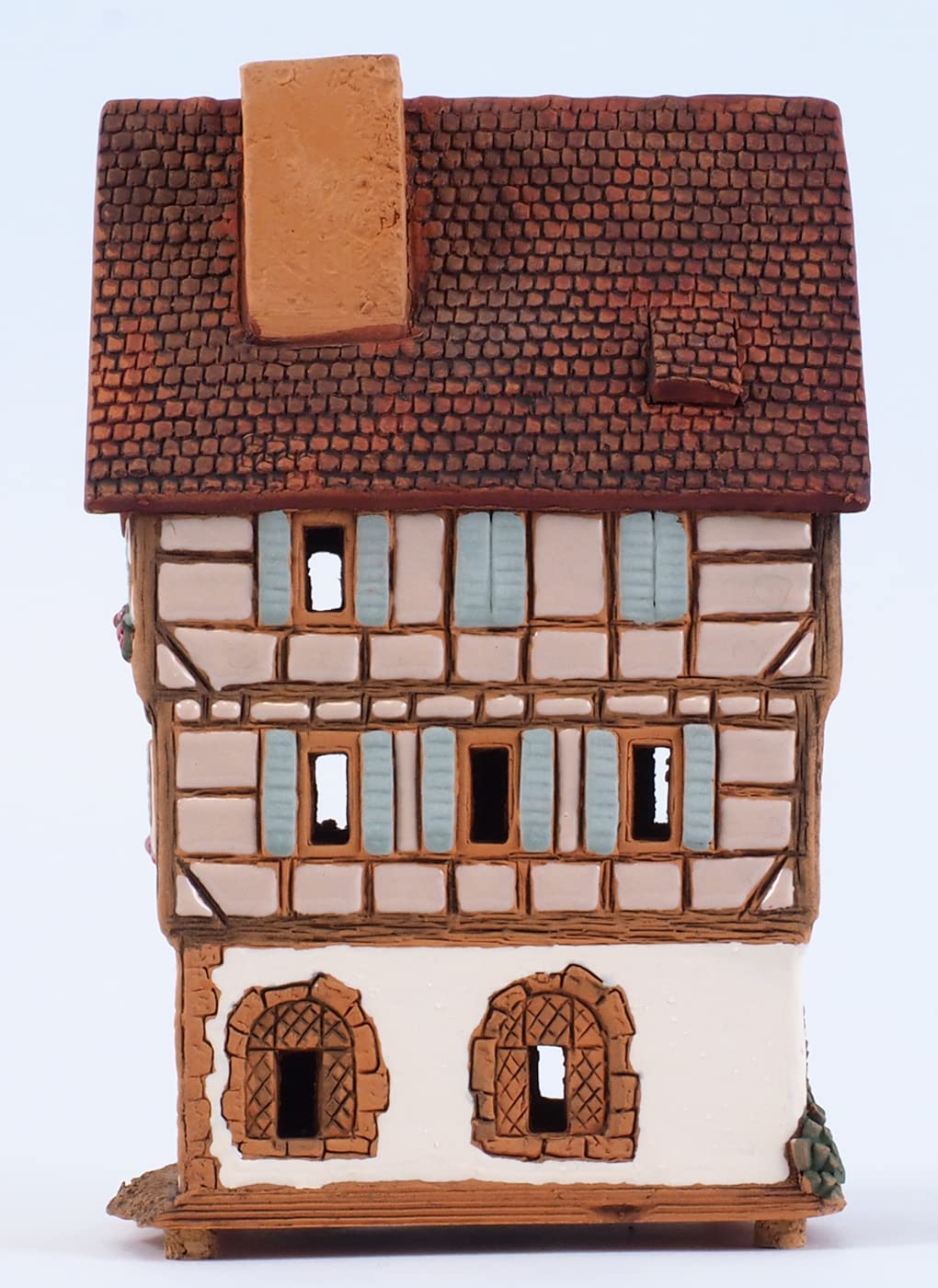 Ceramiczny świecznik na podgrzewacze, dekoracja pokoju, kolekcjonerska miniaturowa replika oryginalnego domu w Colmar, A252