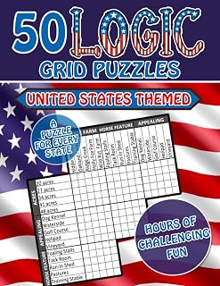 50 USA Themed Logic Grid Puzzles for Adults | Challenging Brain Teasers Book by Milliwood Lane