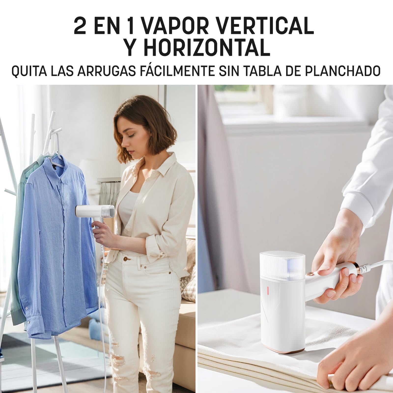 Plancha Vertical Vapor, Plancha Vapor Vertical Plegable y Portátil, Cepillo de Vapor de 1000W Vapor Rápido, Plancha para Varios Tejidos