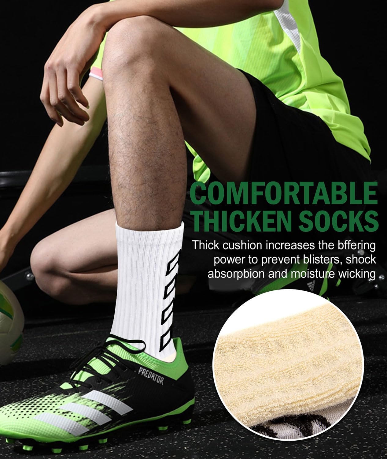 ENONEO Calze Calcio Antiscivolo Uomo 37-45 Calze Antiscivolo Calcio Anti Vesciche Addensare Cotone Calzini Sportivi Donna Traspirante Calzini Grip Calcio per Ciclismo Trekking