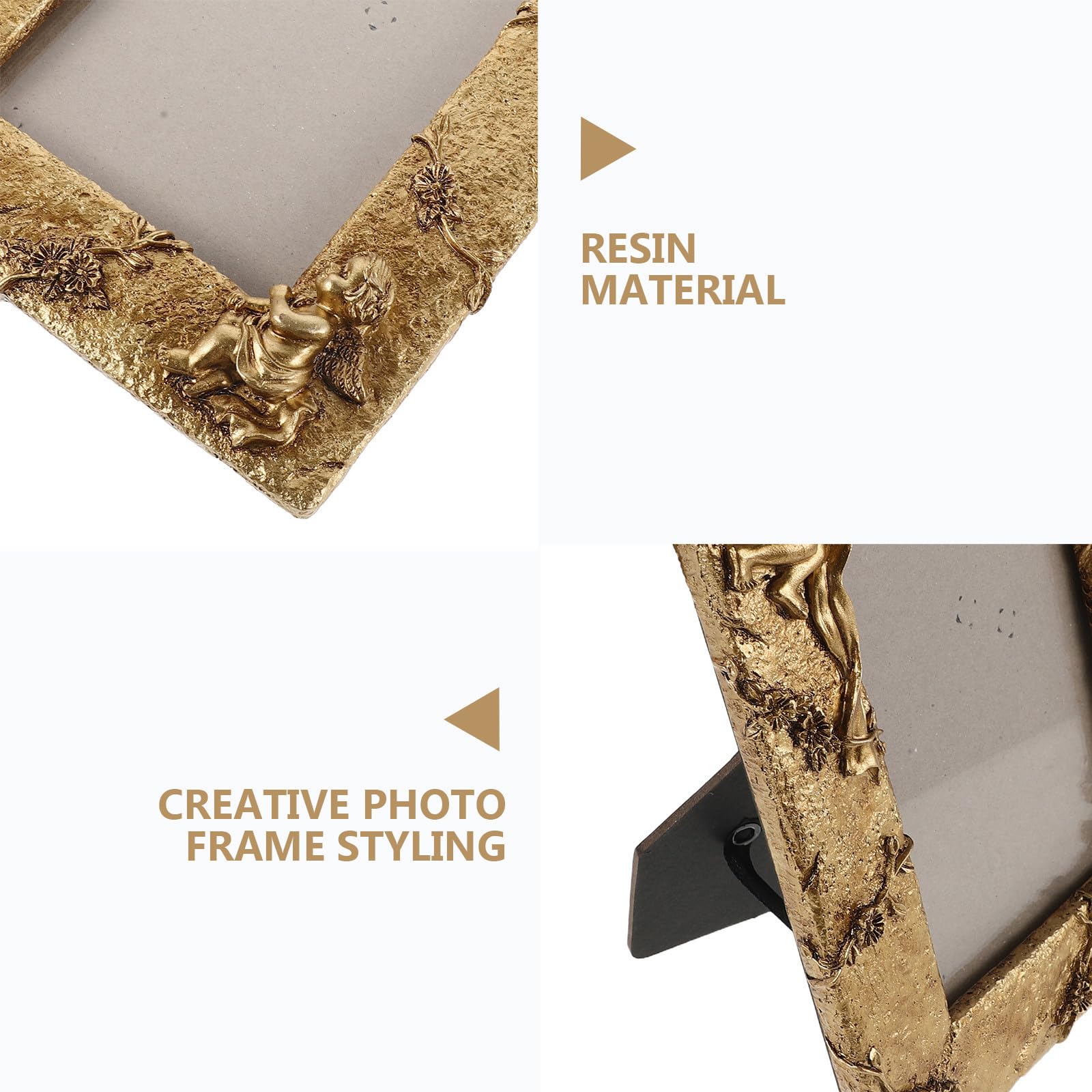 EXCEART Marco de Fotos Vintage Dorado de Resina para Pared, Rectangular