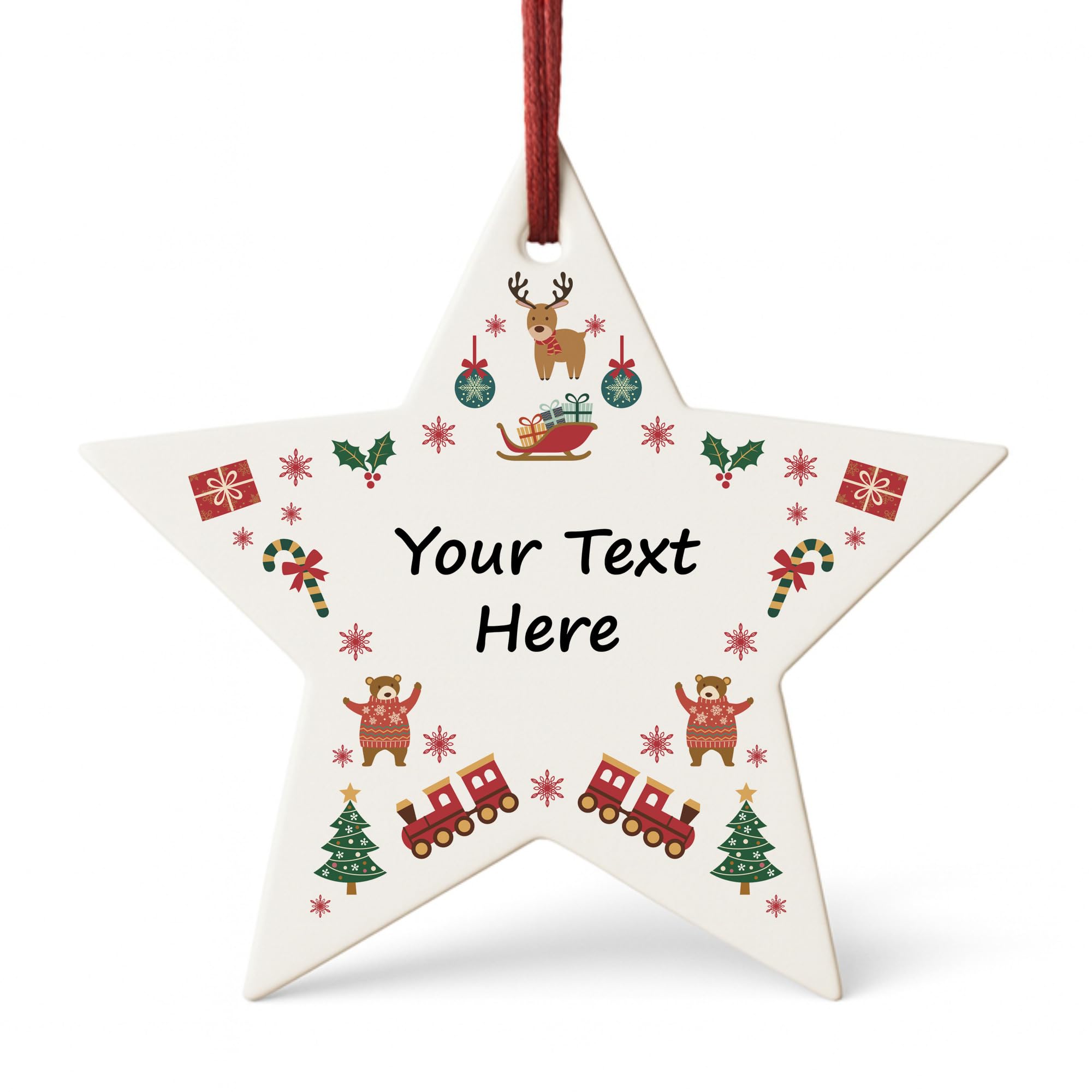 Red Ocean Christmas Tree Bauble For Couple Family Baby Secret Santa Personalised Star Custom Message Christmas Tree Ornament For Him Her Keepsake