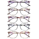 5 Pack Reading Glasses Blue Light Blocking for Women,Computer Readers with Spring Hinge