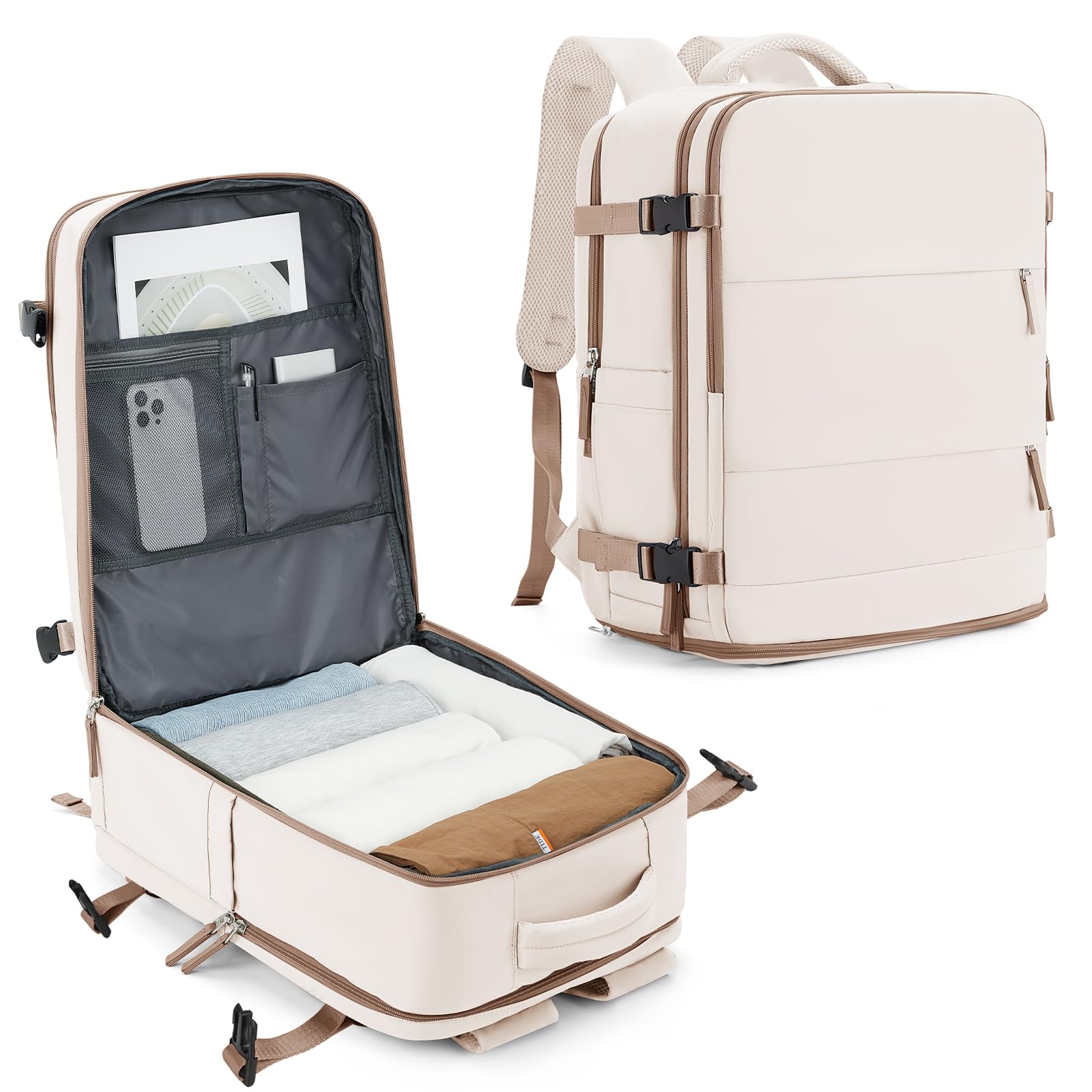 SZLX Zaino Ryanair 40x20x25 Donna Zaino da Viaggio 40x30x20 Sottovuoto con pompa Bagaglio a Mano Sottovuoto Uomo Borse da Cabina 45x36x20 Easyjet con scomparto per scarpe per Laptop da 14 Pollici