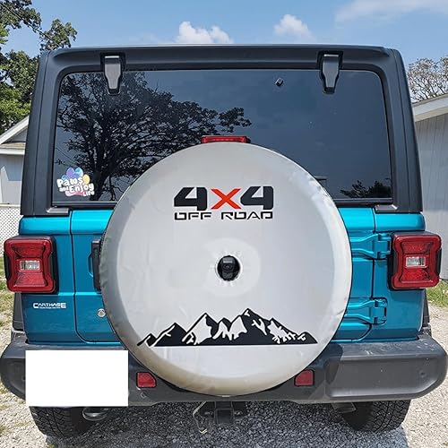 Miniatura 3 de Cubierta de neumático de repuesto para Ford Bronco, Jeep Wrangler, Toyota TX TXL con orificio para cámara, cubierta de rueda de repuesto blanca