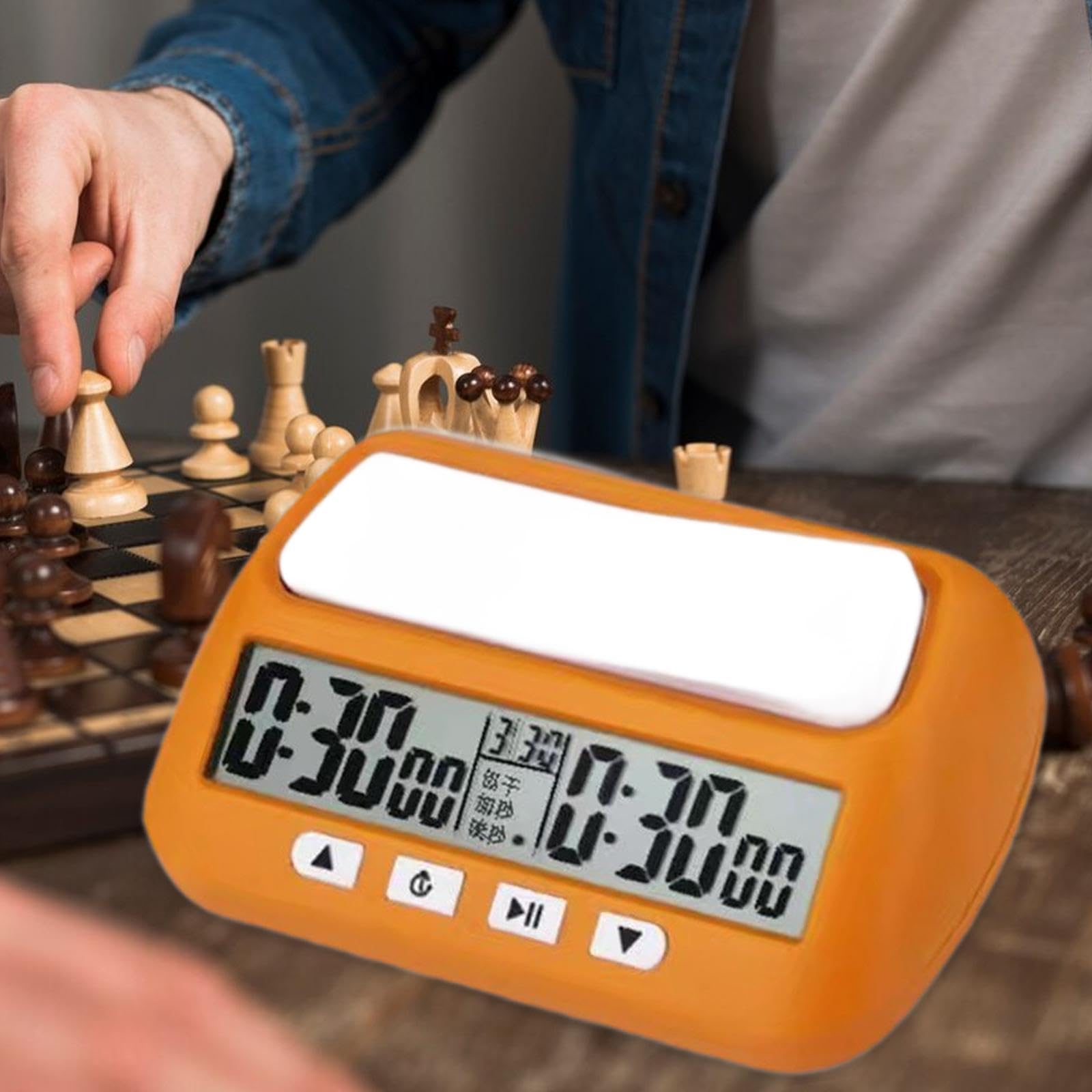 Cronometro per Scacchi per Partite Internazionali - Orologio da Gioco con Funzione di Memoria, Arancione