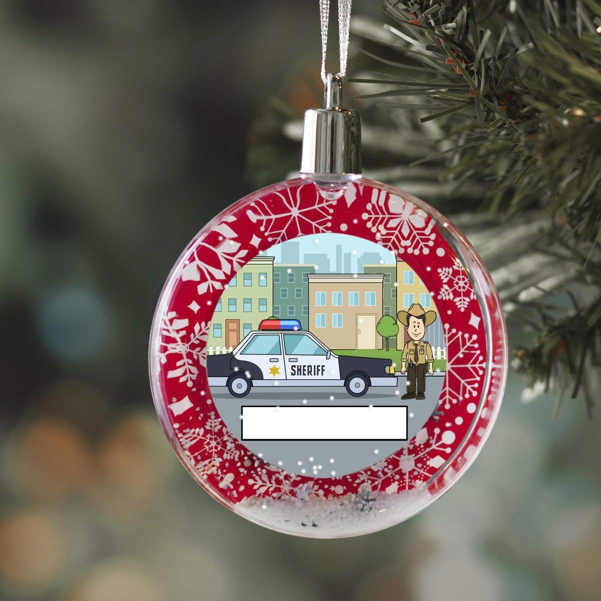 PrintedPerfection.com Personalized StoryLine Cartoon Caricature Snow Globe Christmas Ornament: Jogger - Couple