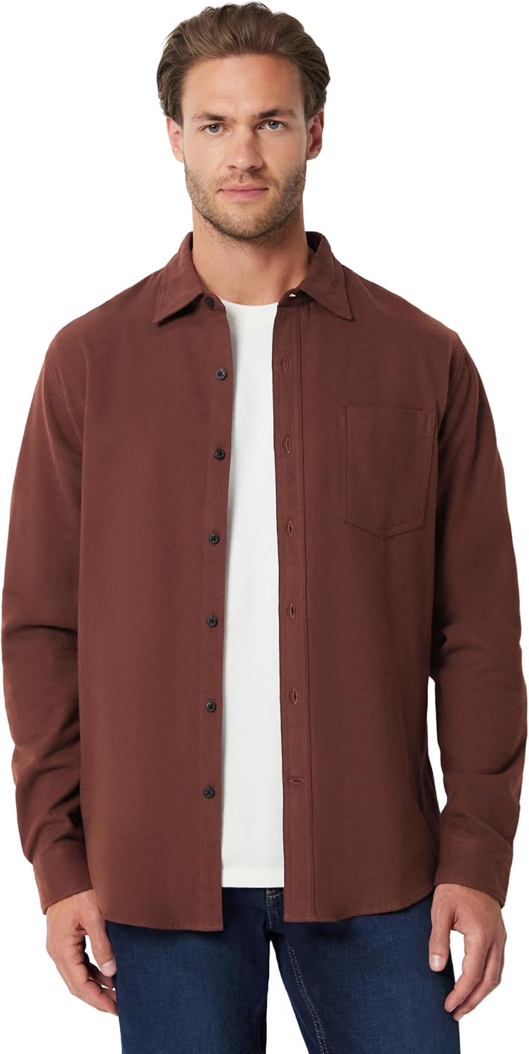 Amazon Essentials Men's Regular Fit Long-Sleeve Flannel Shirt, Soft Brushed Cotton, Lightweight yet Warm