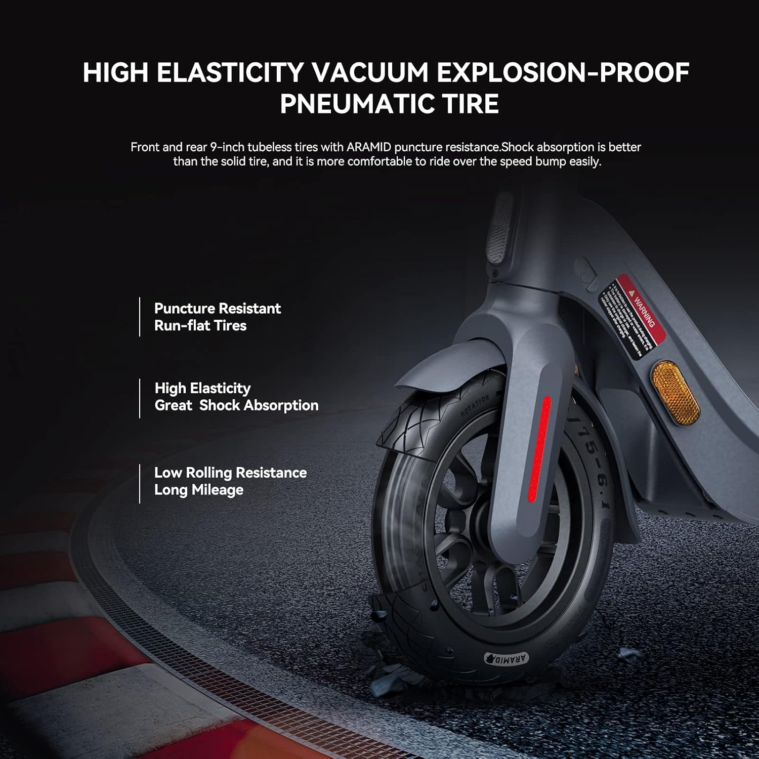 Close-up of LEQISMART D12 Electric Scooter's pneumatic tire