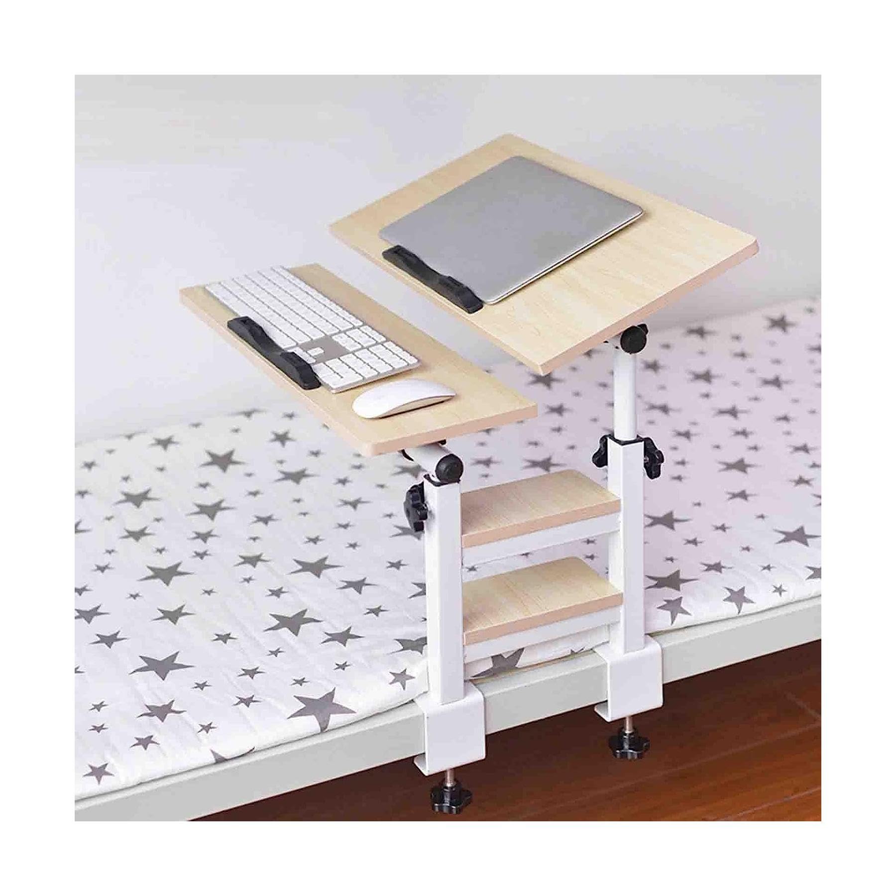 Bureau debout en panneaux de fibres pour télétravail sur le lit