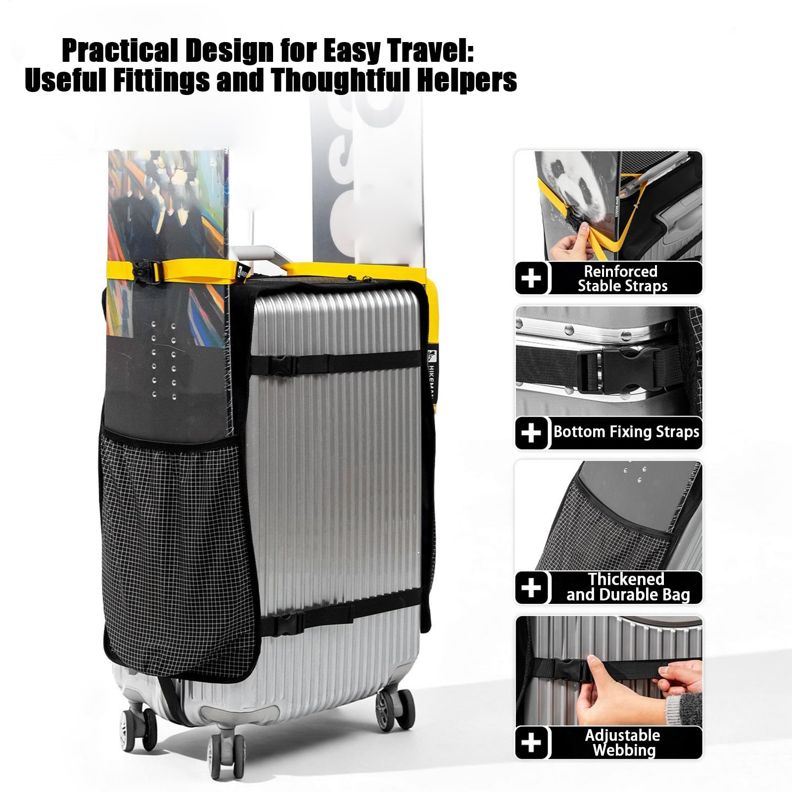 Sac de Transport pour Snowboard Housse En Tissu Oxford Renforcée De Sangles