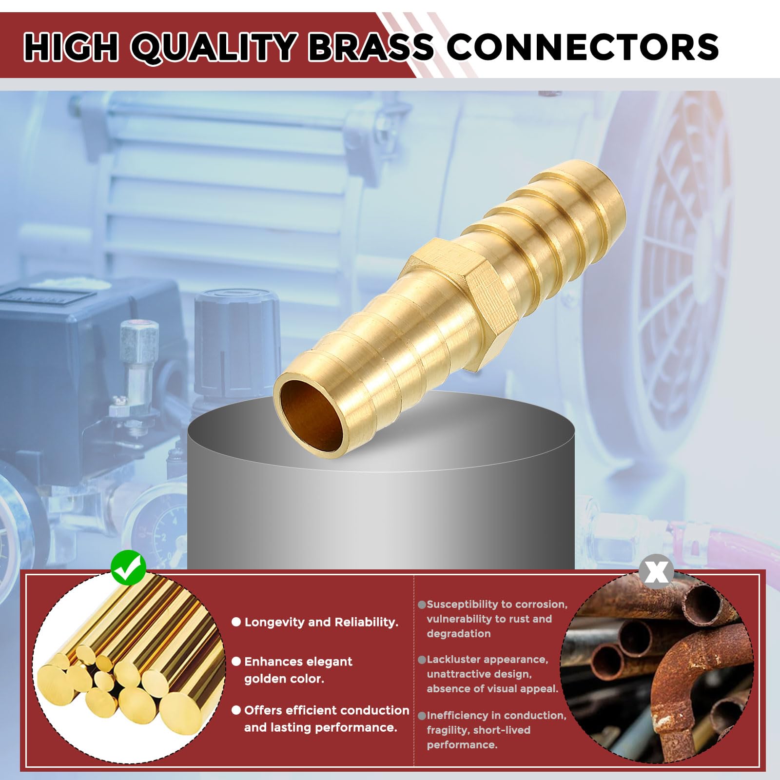 Kozelo Packs of 2 Brass Hose Barbs Fittings 1"(25.5mm) Hose Barbs to 1"(25.5mm) Fittings for Home Machines Massage Bathtubs - Image 4
