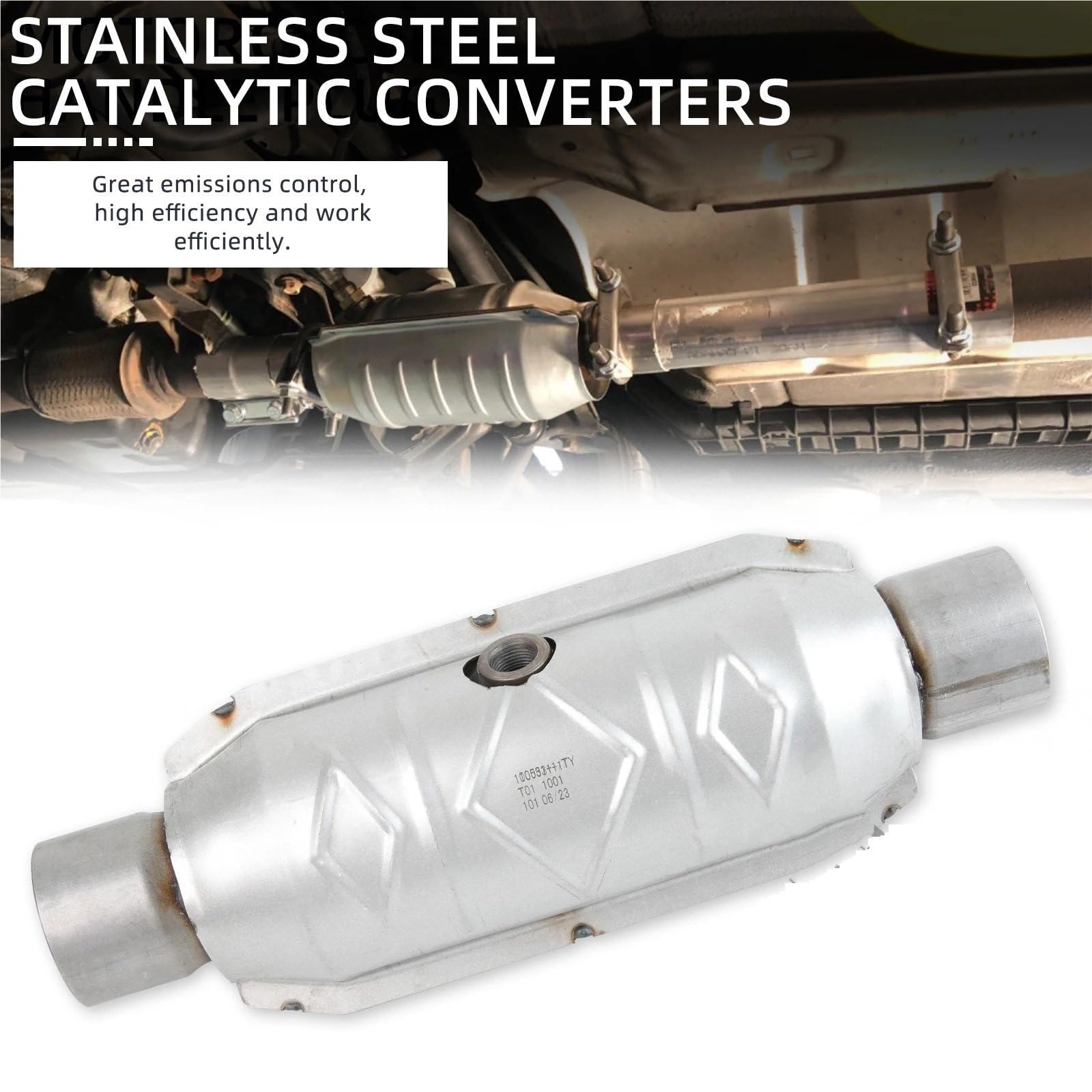 katalizator samochodowy Uniwersalne 2,5"/63mm katalizatory wydechowe ze stali nierdzewnej z osłoną termiczną pasujące do Forda F150 2,7 l, 3,5 l, 5,0 l V6 V8