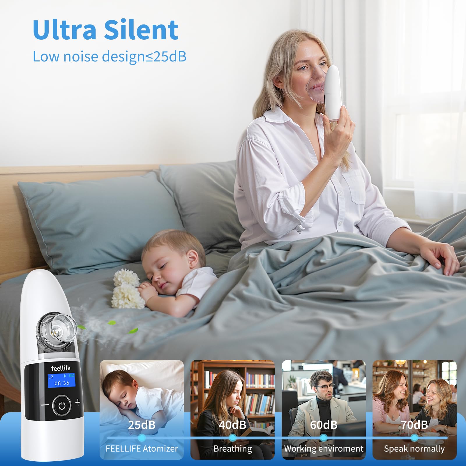 FEELLIFE Air Q+ Inhalationsgerät für Kinder & Erwachsene – Leiser Inhalator für Babys