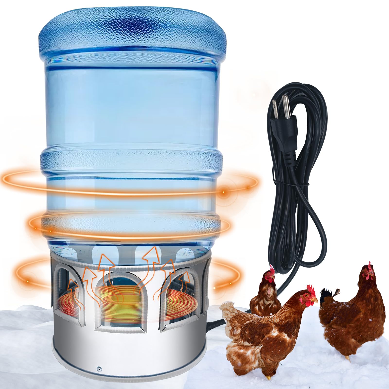 Chicken Water Heater,Heated Chicken Waterer 5 Gallon,Chicken Coop Accessories in Winter for 5 Gallon Buckets,Heated Water Bowl for Chickens, Ducks, Pigeons, (Does not Contain Buckets).