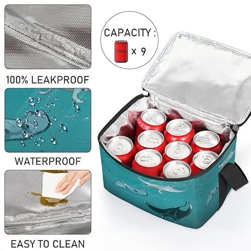 Miniatura 5 de QsirBC Bolsa de almuerzo aislada con diseño de rayas de animales marinos, bolsa de almuerzo reutilizable para adultos y hombres, caja de almuerzo
