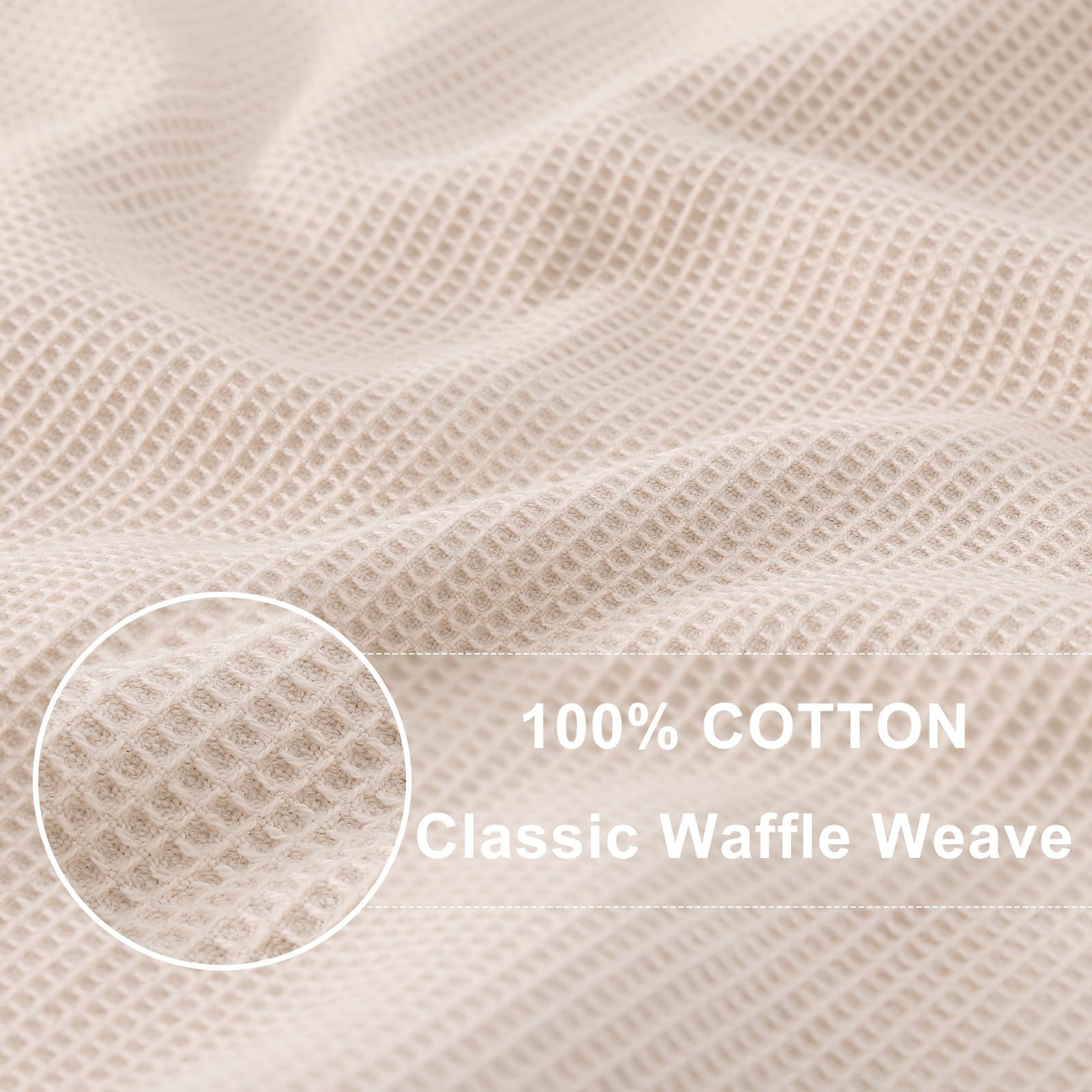Homaxy Lot de 12 torchons à vaisselle 100 % coton gaufré, beige
