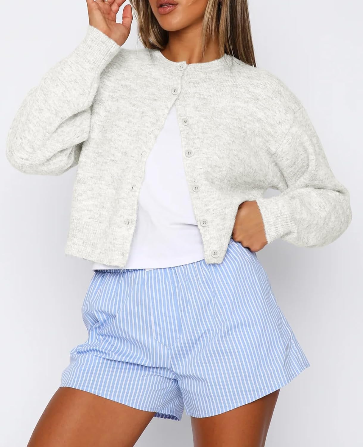 ATHMILE Cropped Cardigan Sweaters for Women Lightweight Crop Knit Y2k Fall Outfits Fashion Clothes 2025 - Image 2