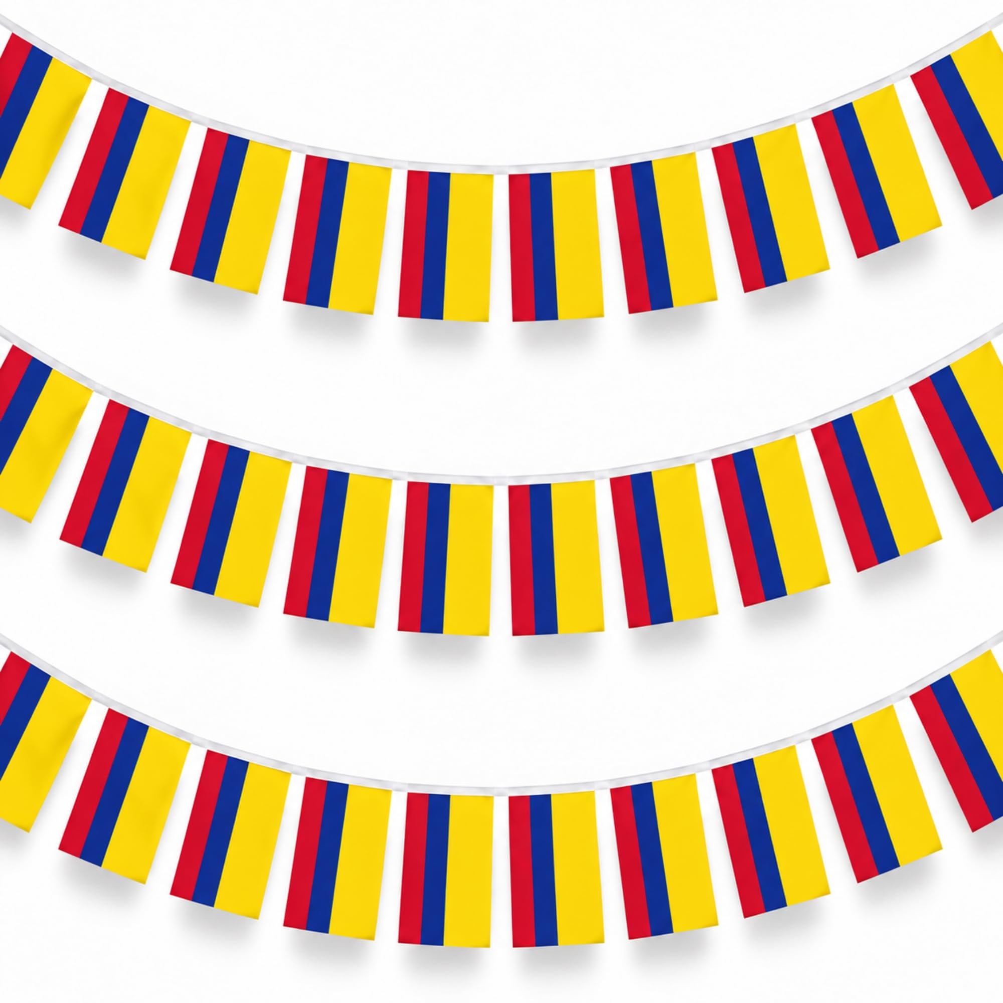 Guirnaldas Bandera Colombia, Banderas de 14x21 cm, 30 Banderines 10 Metros - imagen 1